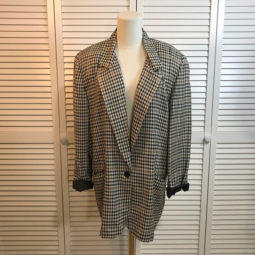 Counterparts Retro 80s 90s Micro Check Oversized Boyfriend Jacket 16
